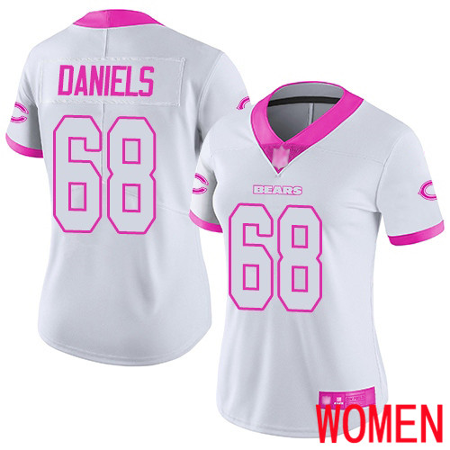 Chicago Bears Limited White Pink Women James Daniels Jersey NFL Football #68 Rush Fashion